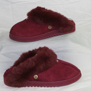 Longbay Micro Suede Plush Fleece Slippers Red Fox Fur Size 8